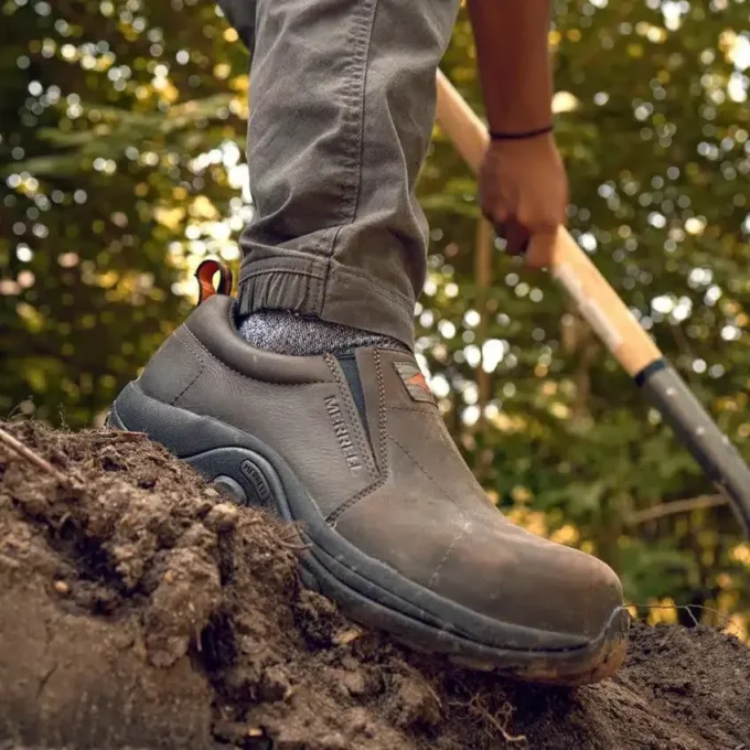 Sapato de trabalho Jungle Moc em couro com biqueira de compósito para homem Sapato de trabalho Jungle Moc em couro com biqueira de compósito para homem